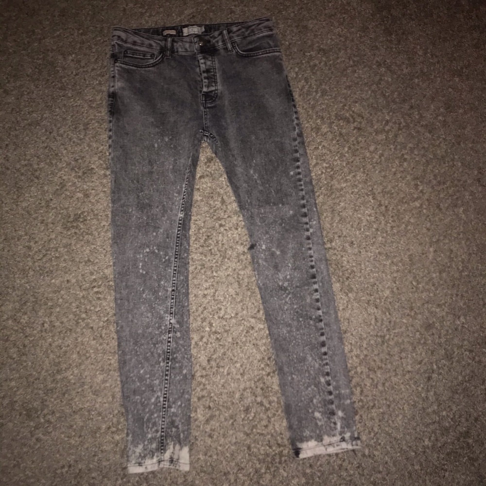 acid wash topman stretch skinny grey jeans